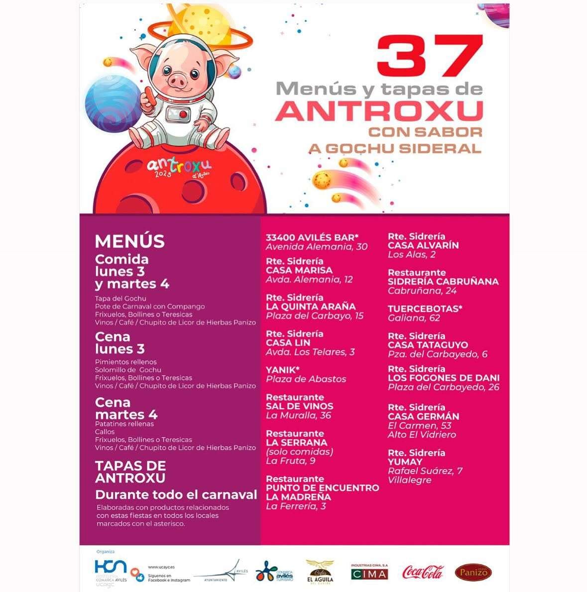 37º Menús de Antroxu 2025