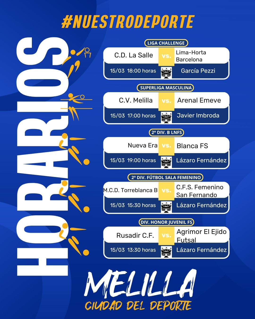 Horarios de Eventos Deportivos - Melilla Ciudad del Deporte