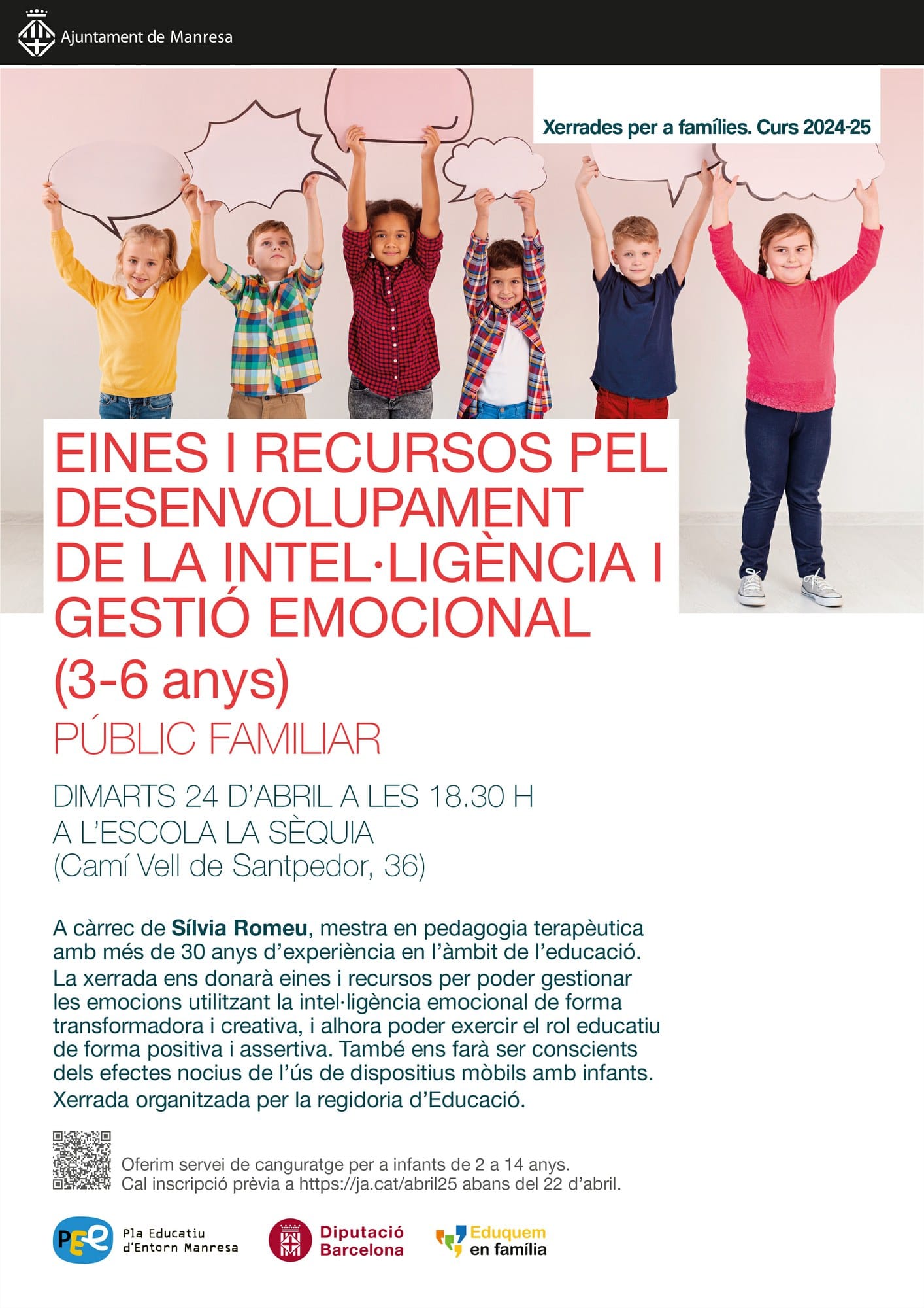 XERRADES PER A FAMÍLIES: "Eines i recursos pel desenvolupament de la intel·ligència emocional (3-6 anys)