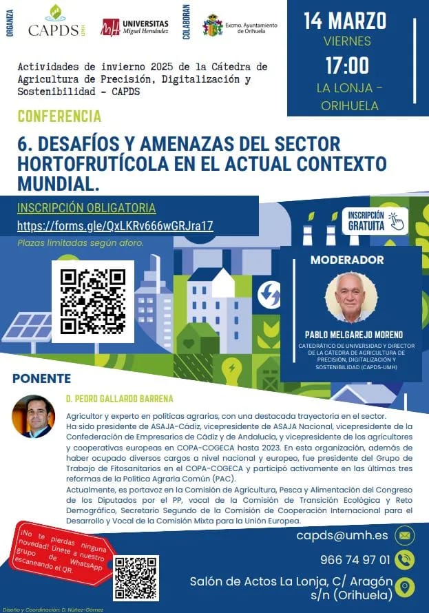 Conferencia sobre los “Desafíos y amenazas del sector hortofrutícola en el actual contexto mundial”