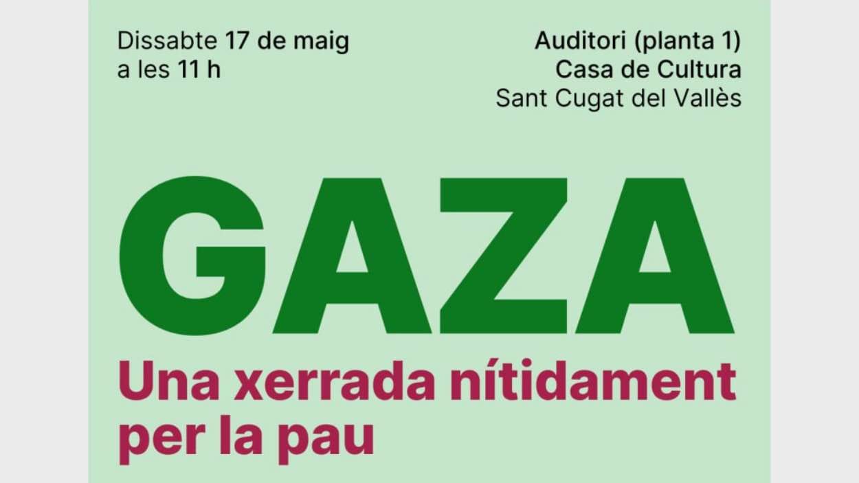Acte (Comuns Sant Cugat): 'Gaza: una xerrada nítidament per la pau'
