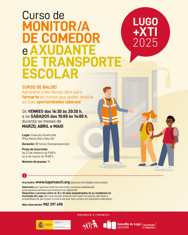 Cursos de monitor de comedor e transporte escolar