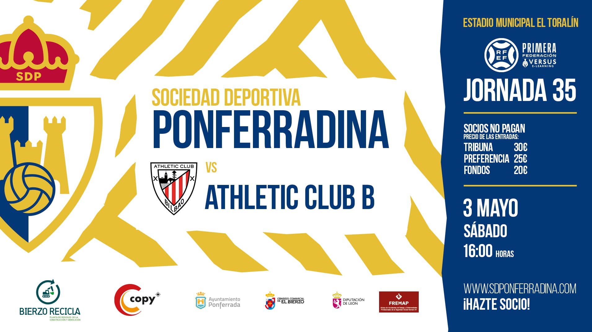 Partido de futbol entre la SD Ponferradina y el Athletic Club B