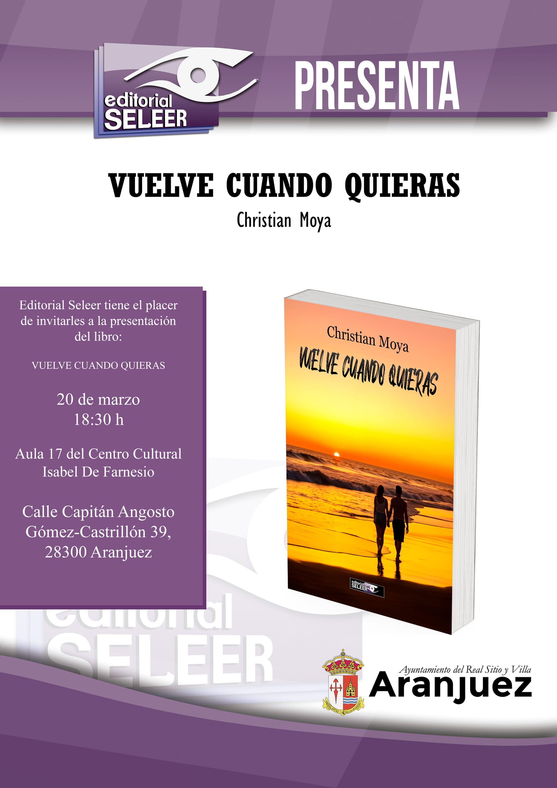 Presentación del libro “Vuelve cuando quieras” de Christian Moya