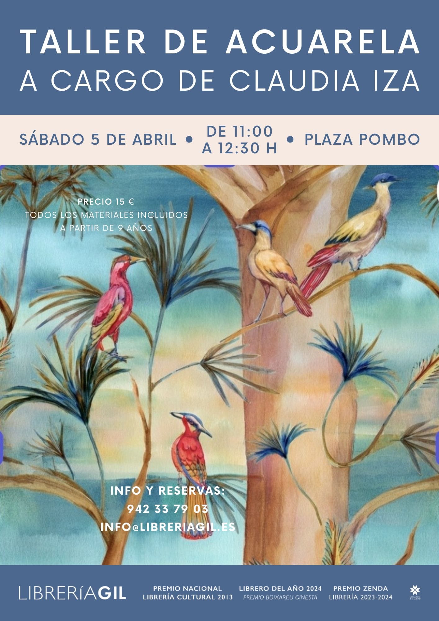 Taller de acuarela para adultos a cargo de Claudia Iza