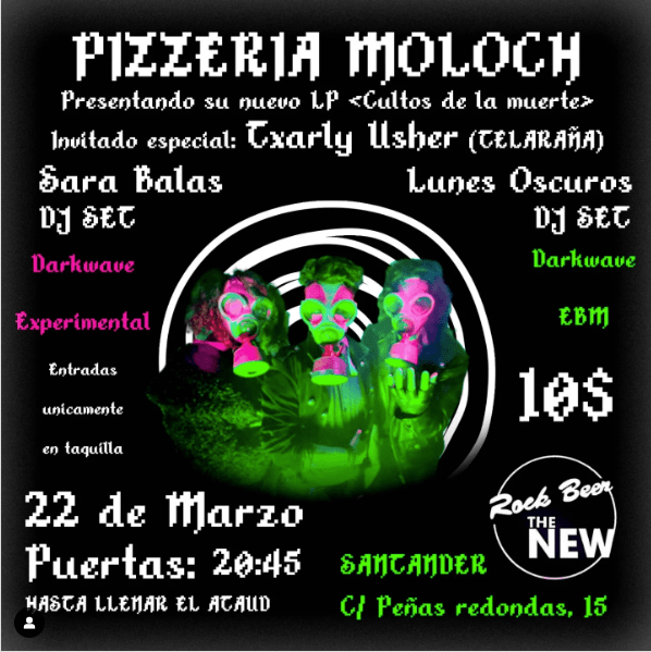 Pizzería Moloch presenta su LP "Cultos de la muerte"