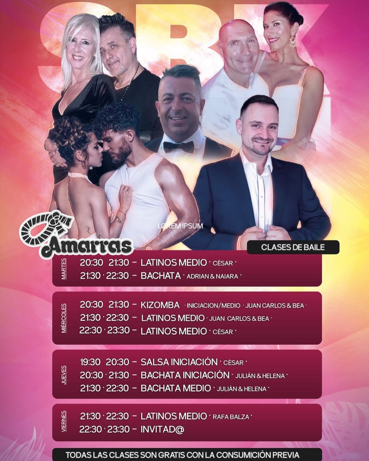 Clases de baile en la discoteca Amarras