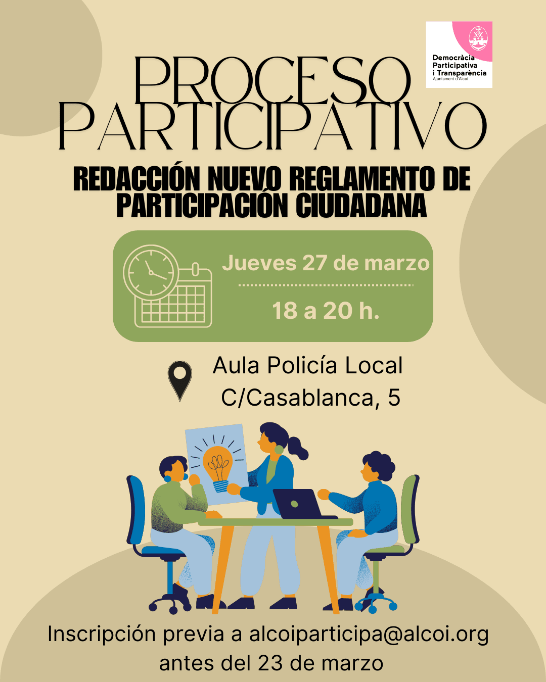 Proceso participativo para la redacción del nuevo Reglamento de Participación Ciutdadana