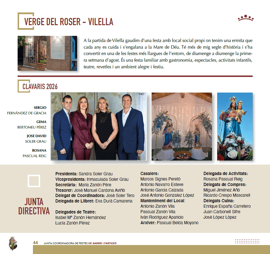 Programa d'actes Barri Verge del Roser - Vilella