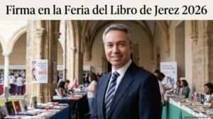Firma de libros de Vicente Vallés en la Feria del Libro de Jerez